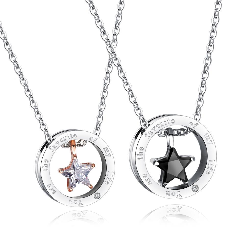 Unique Love Star Ring Necklaces For Couples In Titanium - CoupleSets