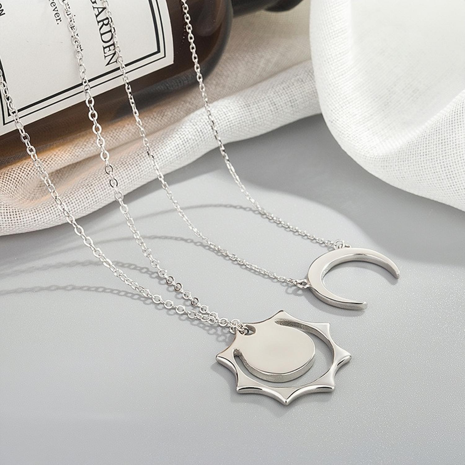 Engravable Sun And Moon Necklaces For Couples In Sterling Silver - CoupleSets