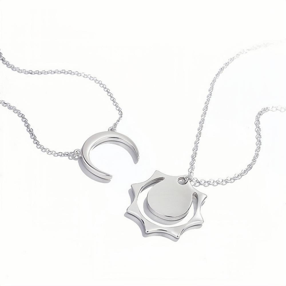 Engravable Sun And Moon Necklaces For Couples In Sterling Silver - CoupleSets