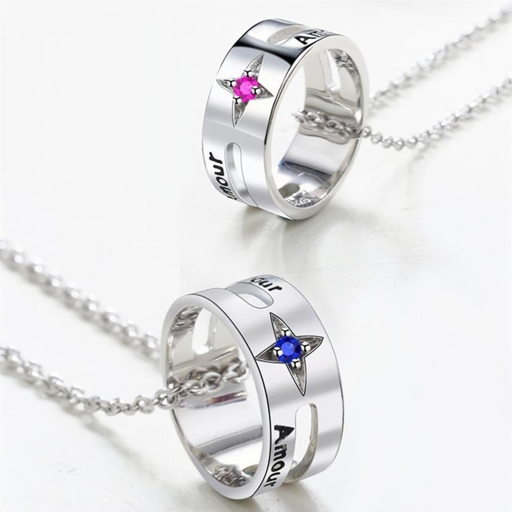 Engravable Amour Matching Ring Necklaces For Couples In Sterling Silver - CoupleSets