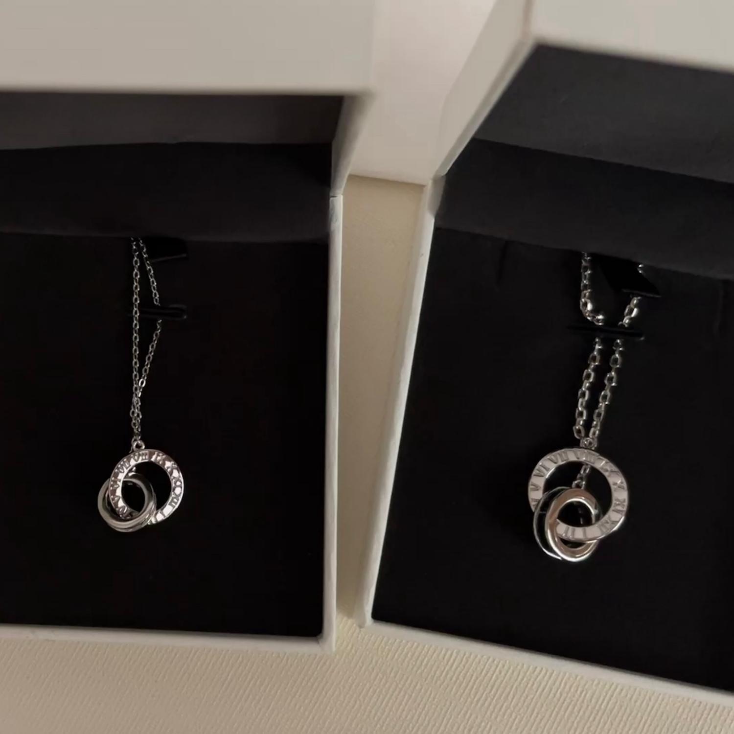 Unique Love Interlocking Ring Necklaces For Couples In Sterling Silver - CoupleSets