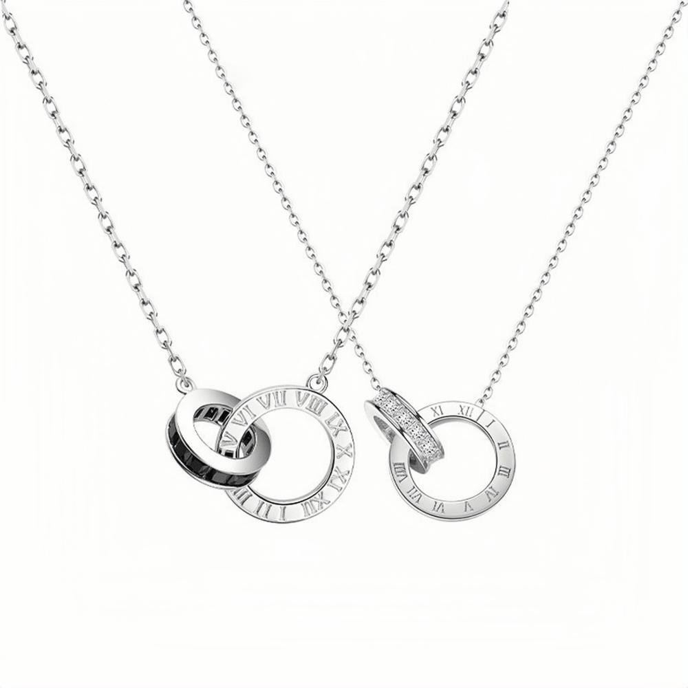 Unique Love Interlocking Ring Necklaces For Couples In Sterling Silver - CoupleSets