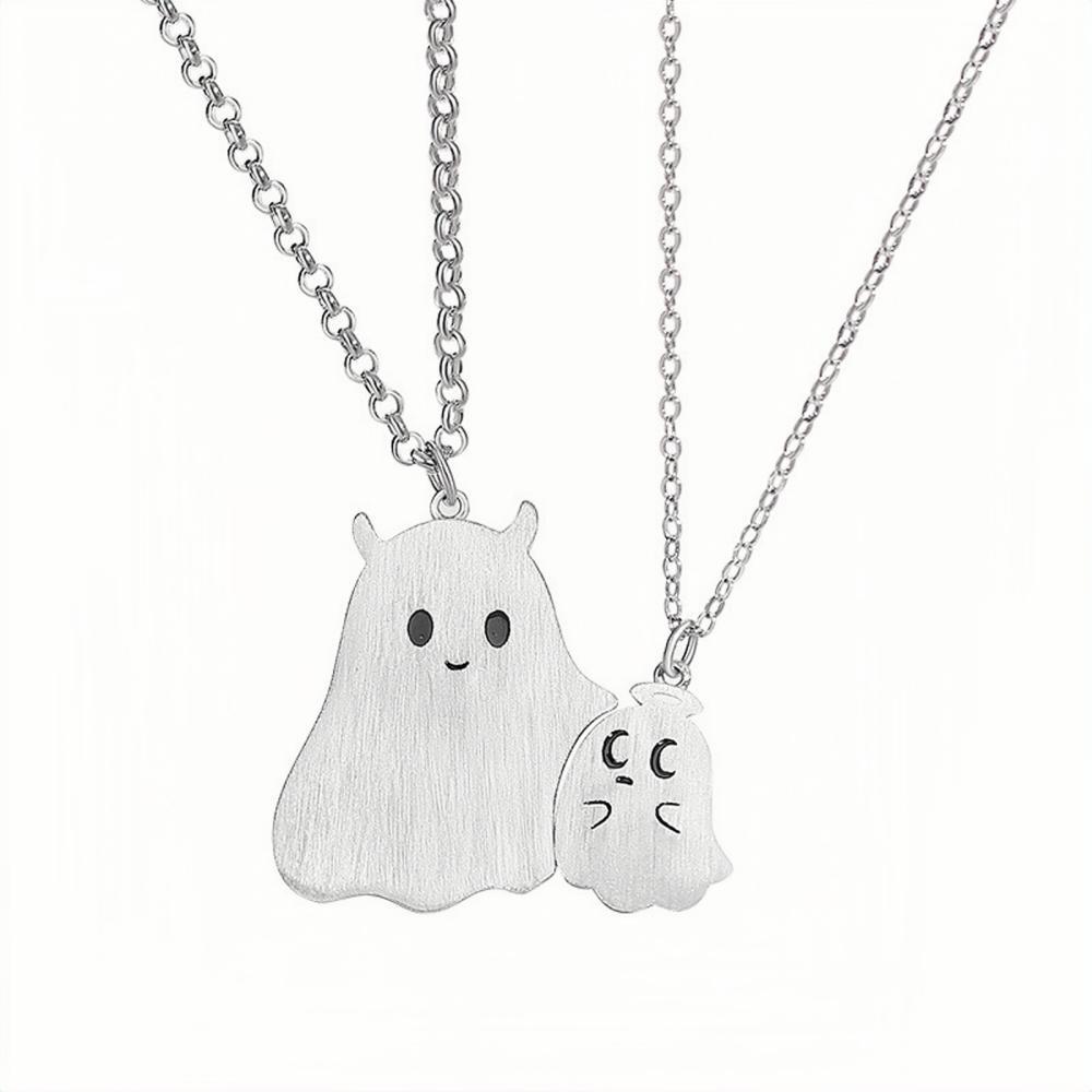 Engravable Cute Monster Matching Couple Pendant Necklaces In Sterling Silver - CoupleSets