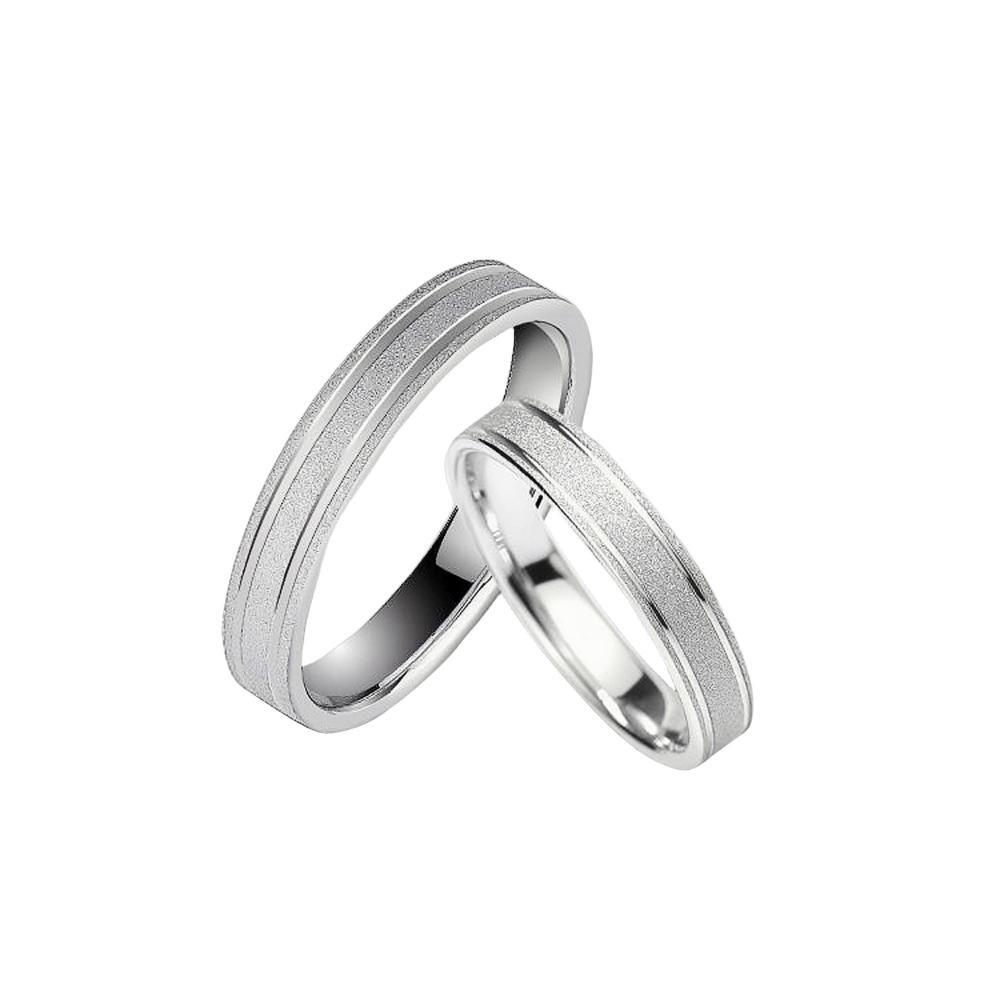 Engravable Unique Frosted Promise Rings For Couples In Tungsten - CoupleSets