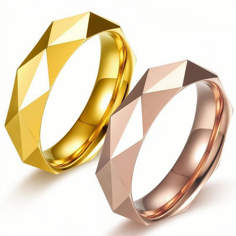 Engravable Simple Rhombic Cut Couple Rings In Tungsten - CoupleSets