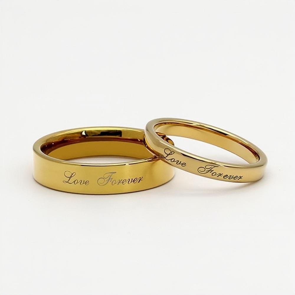 Unique Love Forever Promise Rings For Couples In Tungsten - CoupleSets