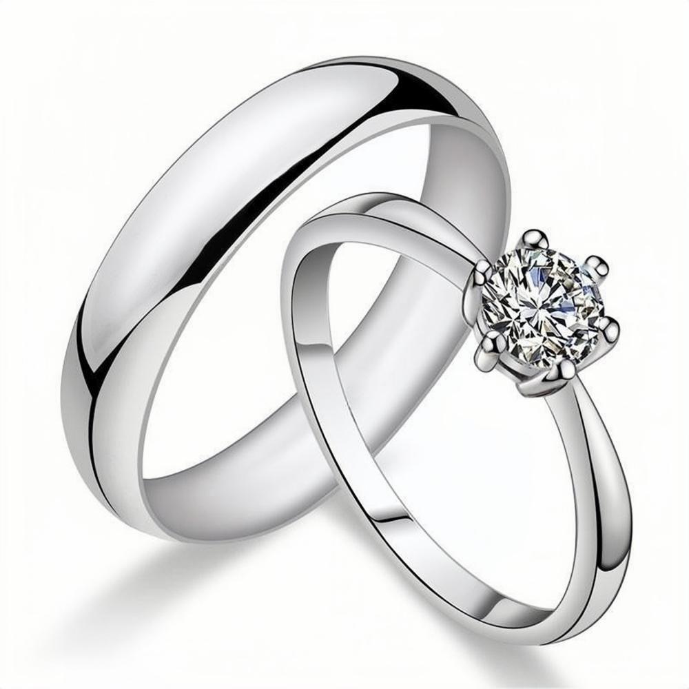 Engravable Simple Matching Promise Rings For Couples In Sterling Silver - CoupleSets