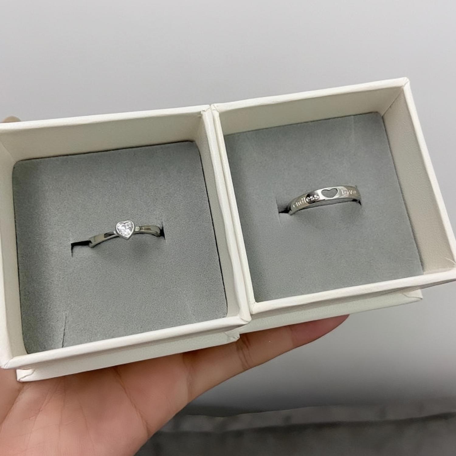 Unique Endless Love Matching Heart Promise Rings Set In Sterling Silver - CoupleSets