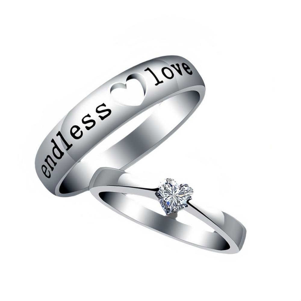 Unique Endless Love Matching Heart Promise Rings Set In Sterling Silver - CoupleSets