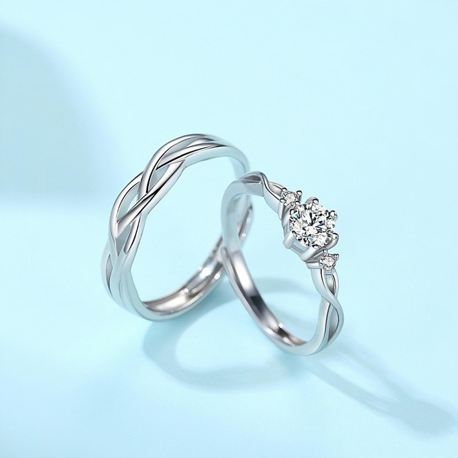 Unique Adjustable Infinity Knot Promise Ring For Couples In Sterling Silver - CoupleSets