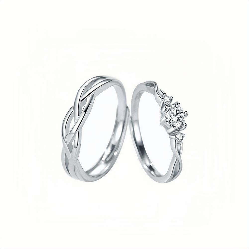 Unique Adjustable Infinity Knot Promise Ring For Couples In Sterling Silver - CoupleSets