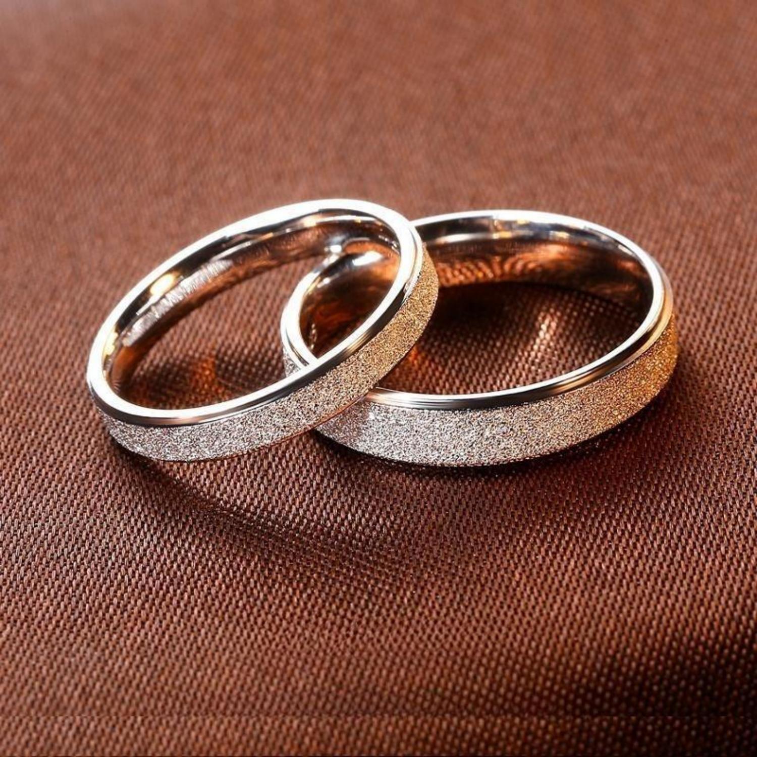 Engravable Simple Frosted Rings For Couples In Sterling Silver - CoupleSets