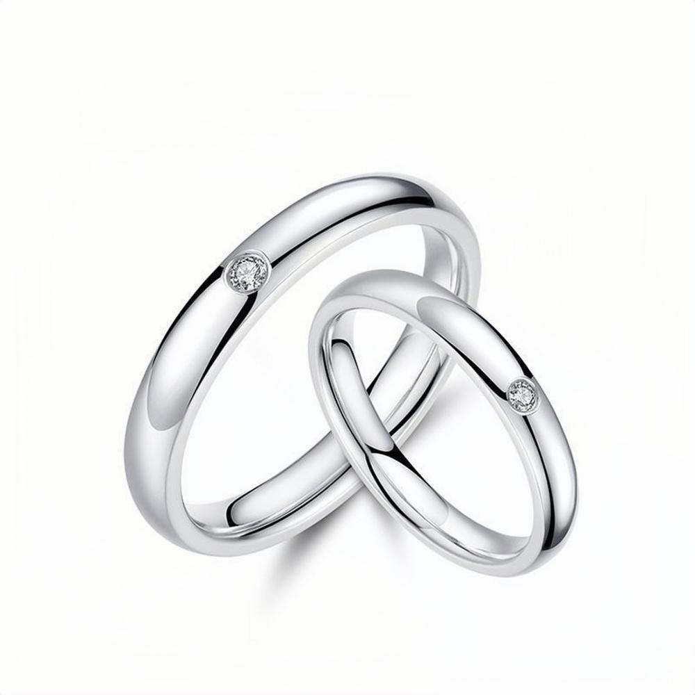 Engravable Simple Promise Rings Set In Sterling Silver - CoupleSets