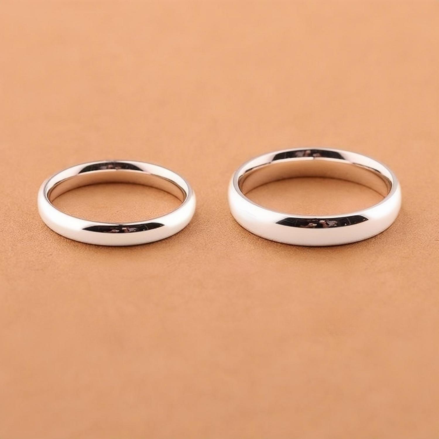 Engravable Simple Couple Promise Rings In Sterling Silver - CoupleSets