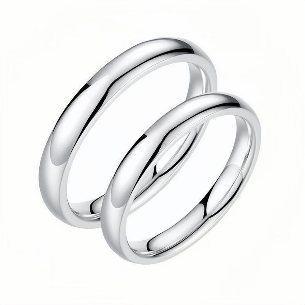 Engravable Simple Couple Promise Rings In Sterling Silver - CoupleSets