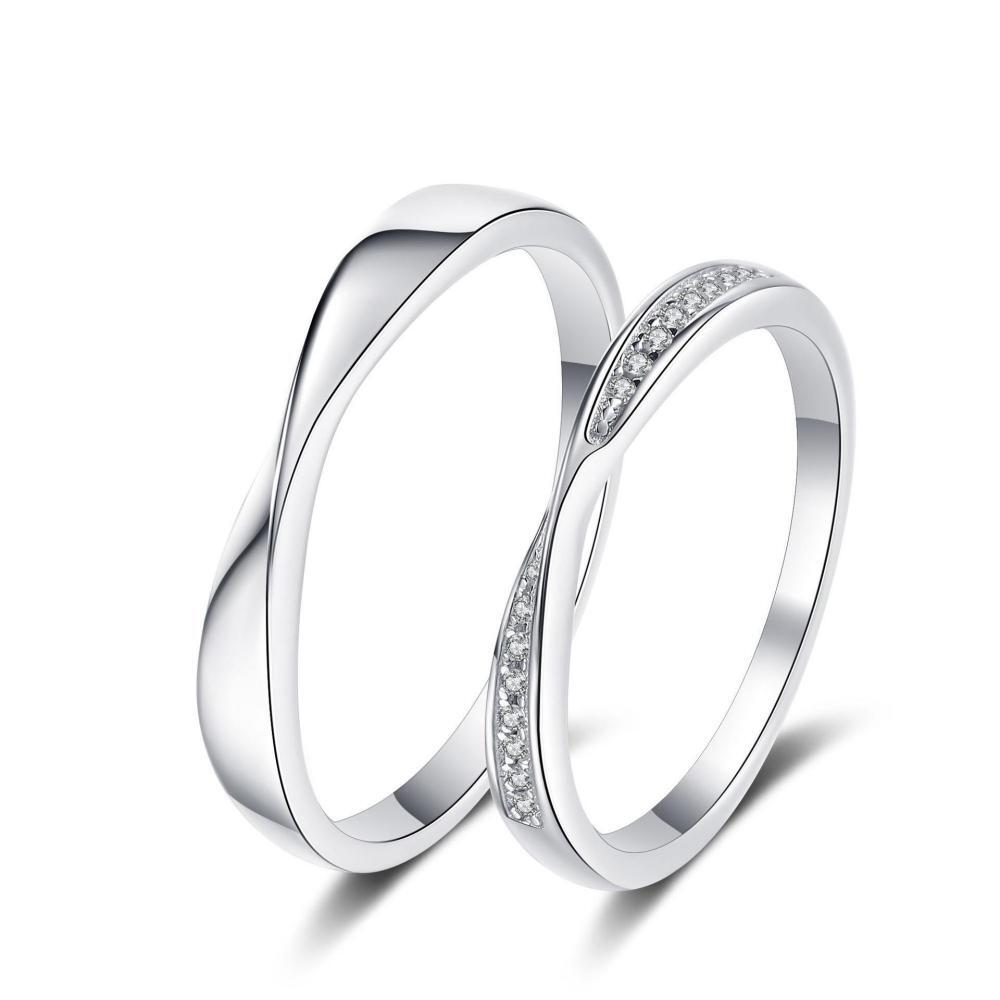 Engravable Matching Infinity Promise Rings Sets In Sterling Silver - CoupleSets