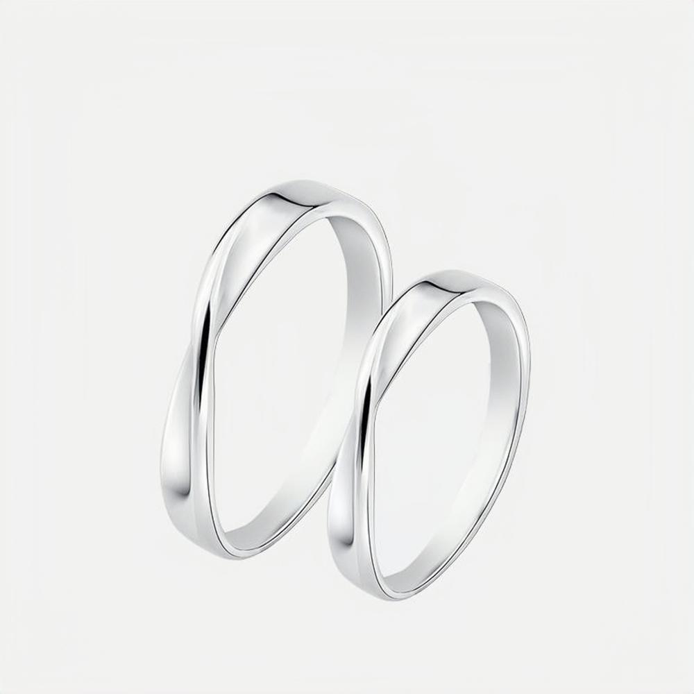 Engravable Matching Infinity Couple Promise Rings In Sterling Silver - CoupleSets