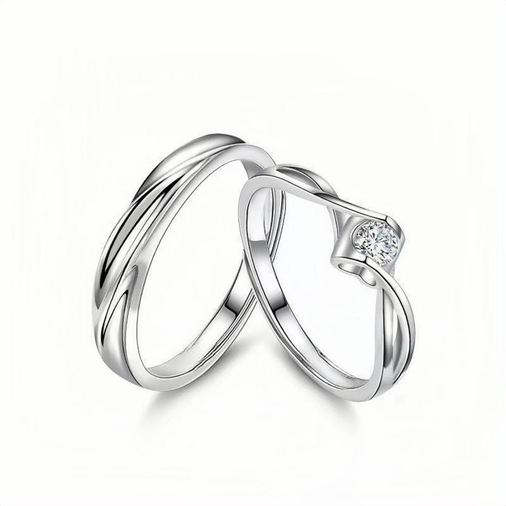 Engravable Infinity Love Matching Promise Rings For Couples In Sterling Silver - CoupleSets