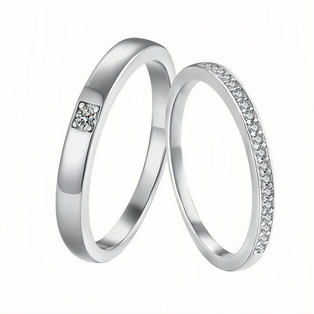 Stackable Matching Promise Rings For Couples In Sterling Silver - CoupleSets